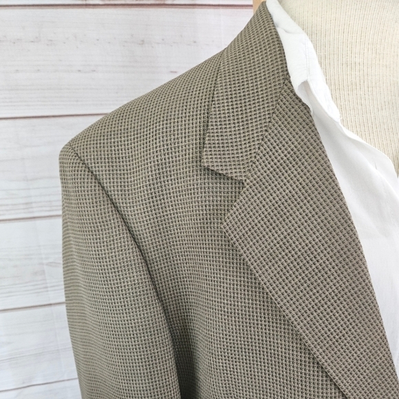Vintage Pierre Cardin Checkered Notched Lapel Blazer in Sage and Tan Size 44L - Picture 4 of 16